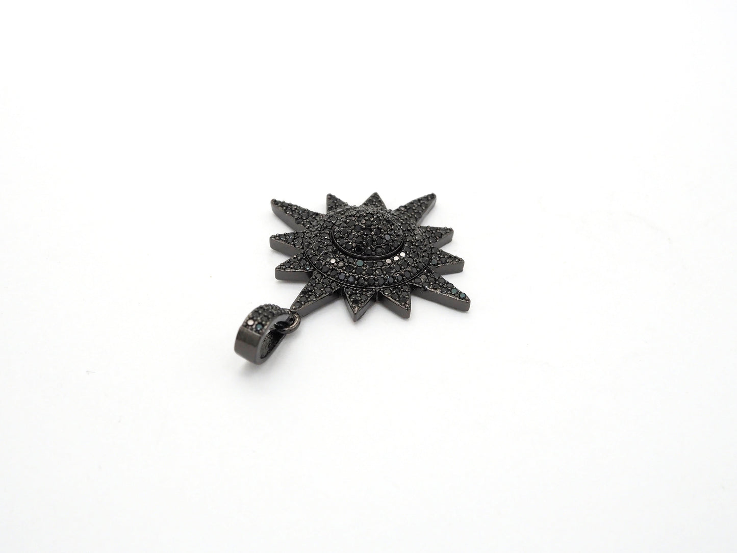 Black CZ Pave On Black Micro Pave Star Charm Beads, Cubic Zirconia Paved Star Charm,32x36mm, sku#F541