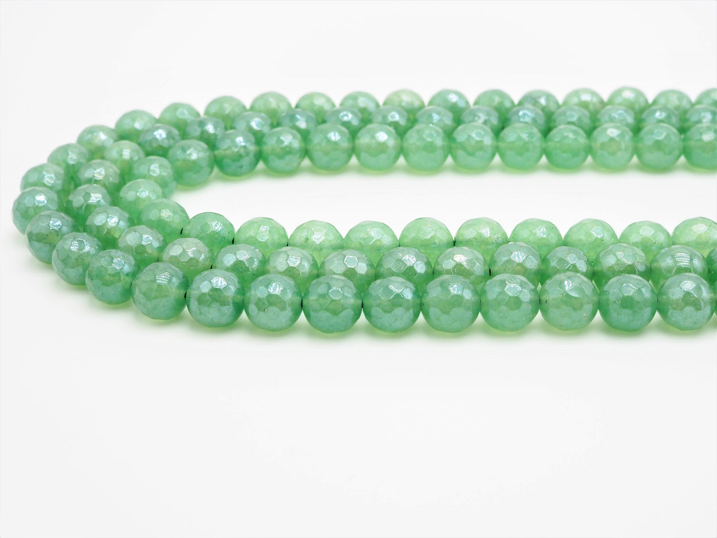 Mystic Plated Natural Faceted Green Aventurine beads, 6mm/8mm/10mm, SKU#U304