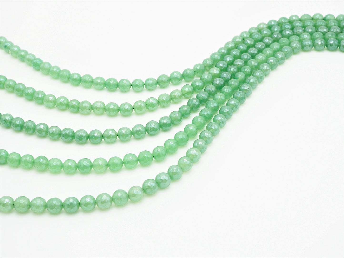 Mystic Plated Natural Faceted Green Aventurine beads, 6mm/8mm/10mm, SKU#U304