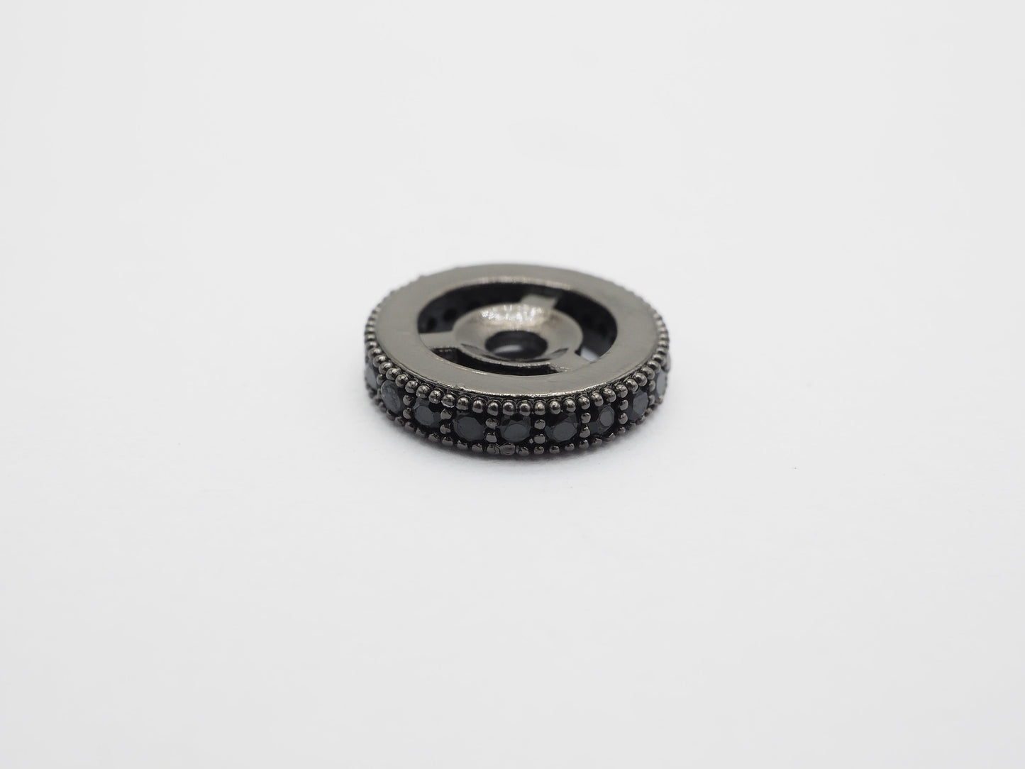 Micro Pave Black CZ On Black Wheel Spacer Beads, Cubic Zirconia Wheel Round Spacer Beads,Pave Beads,6/8/10/12mm, sku#C72