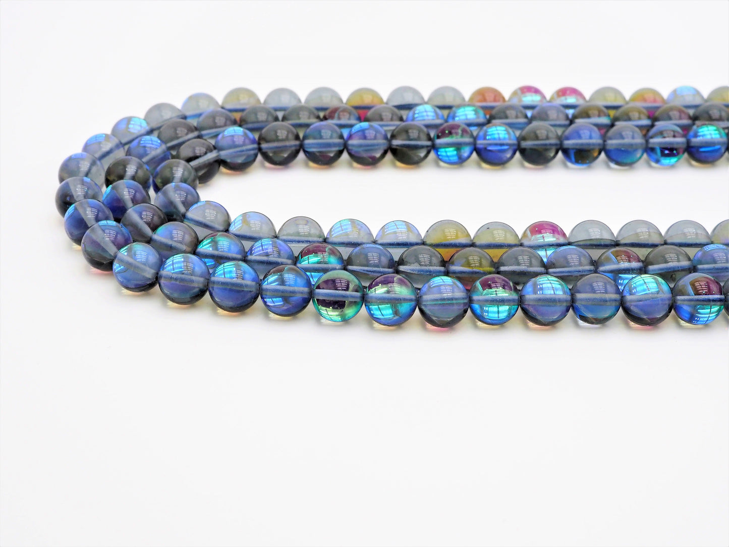 Beautiful Glossy Grey Spectrolite Quartz, Crystal Round beads, 6mm/8mm/10mm/12mm Manmade Gray Blue Moonstone beads,15.5inch strand, SKU#U290