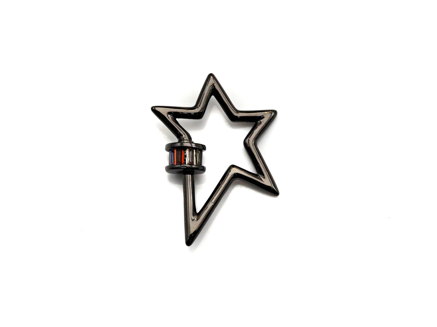 Baguette CZ Micro pave Star Shape Clasp, CZ Pave Clasp, Gold/Silver/Rose Gold/Gunmetal Carabiner Clasp, 20x27mm, sku#H213