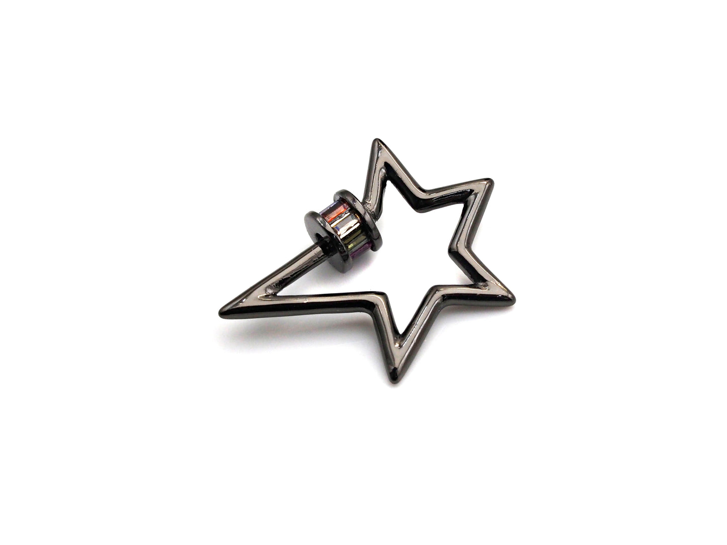 Baguette CZ Micro pave Star Shape Clasp, CZ Pave Clasp, Gold/Silver/Rose Gold/Gunmetal Carabiner Clasp, 20x27mm, sku#H213