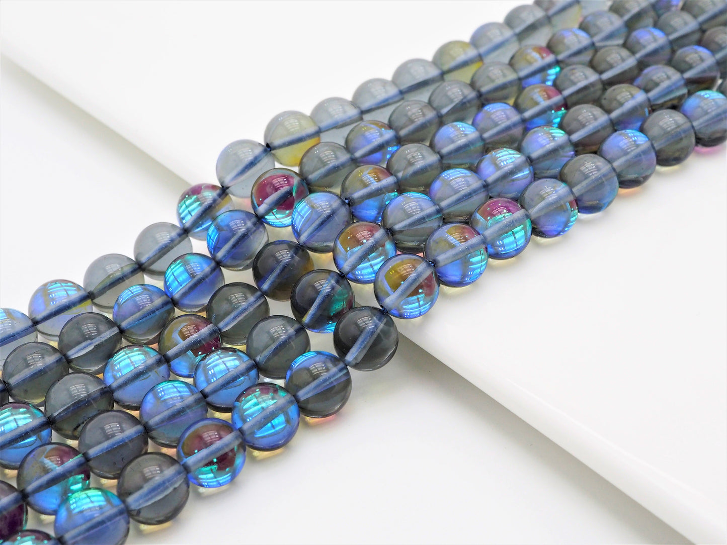 Beautiful Glossy Grey Spectrolite Quartz, Crystal Round beads, 6mm/8mm/10mm/12mm Manmade Gray Blue Moonstone beads,15.5inch strand, SKU#U290