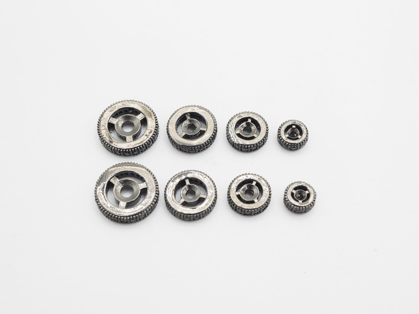 Micro Pave Black CZ On Black Wheel Spacer Beads, Cubic Zirconia Wheel Round Spacer Beads,Pave Beads,6/8/10/12mm, sku#C72