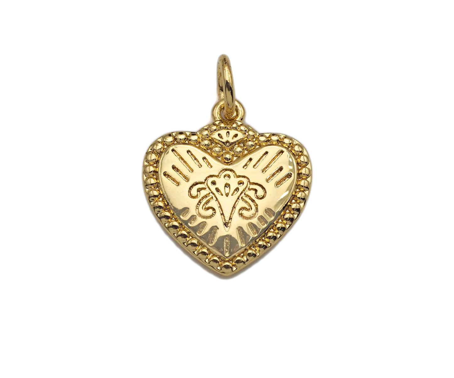 CZ Micro Pave Falling Heart Shape Pendant, Gold/Silver Plated Jewelry, Necklace Bracelet Charm Pendant, Heart Charm, 13x14mm,sku#F1215