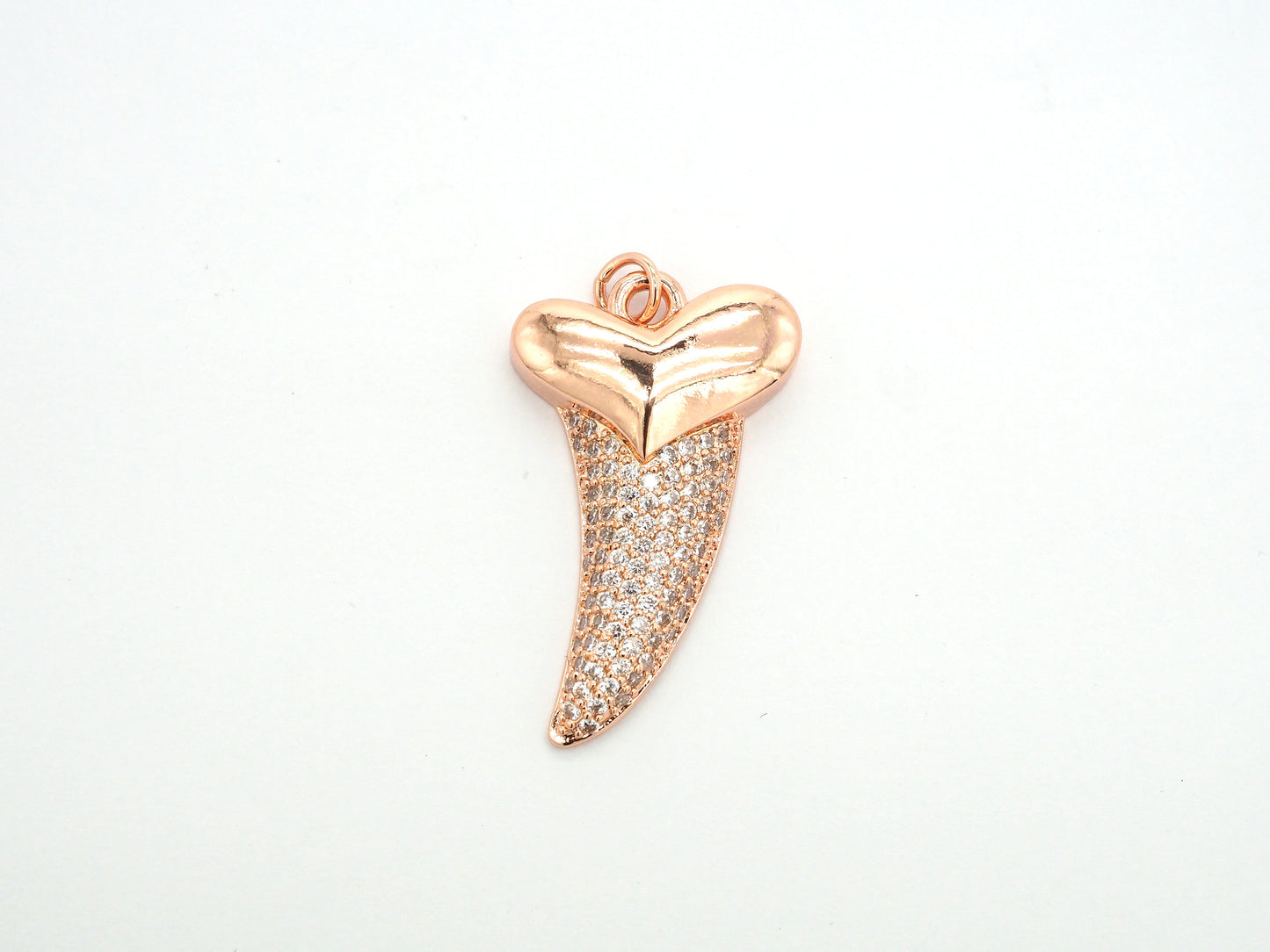 CZ Micro Pave Horn With Heart Pendant/Charm,Cubic Zirconia Paved Charm, Necklace Bracelet Charm Pendant, 22x37mm,sku#F513