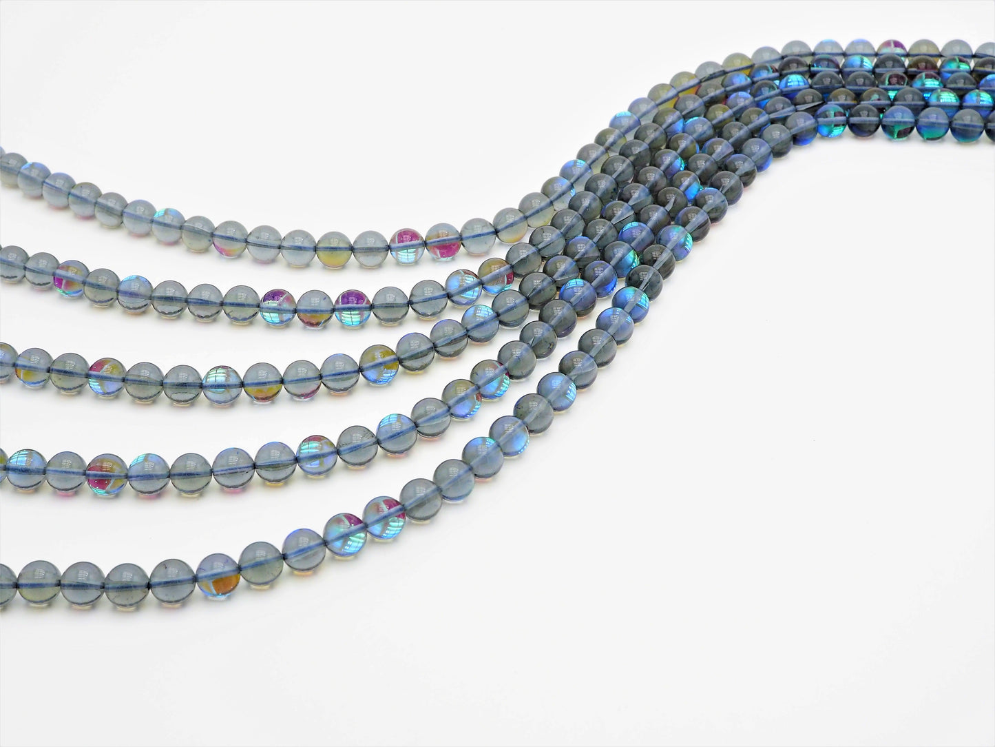 Beautiful Glossy Grey Spectrolite Quartz, Crystal Round beads, 6mm/8mm/10mm/12mm Manmade Gray Blue Moonstone beads,15.5inch strand, SKU#U290
