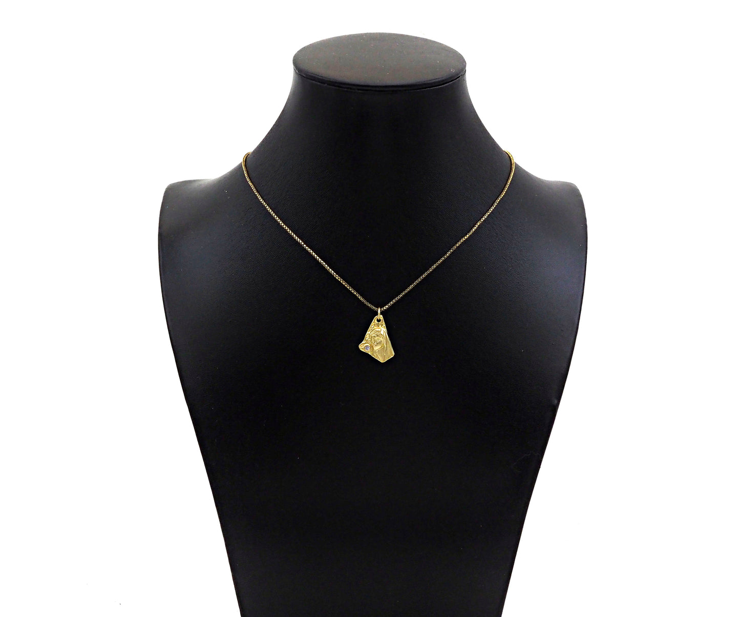 CZ Micro Pave Embossed Lady On Triangle Pendant,Cubic Zirconia Matt Silver/Gold Charm, Necklace Bracelet Charm Pendant, 19x13mm, Sku#Y453