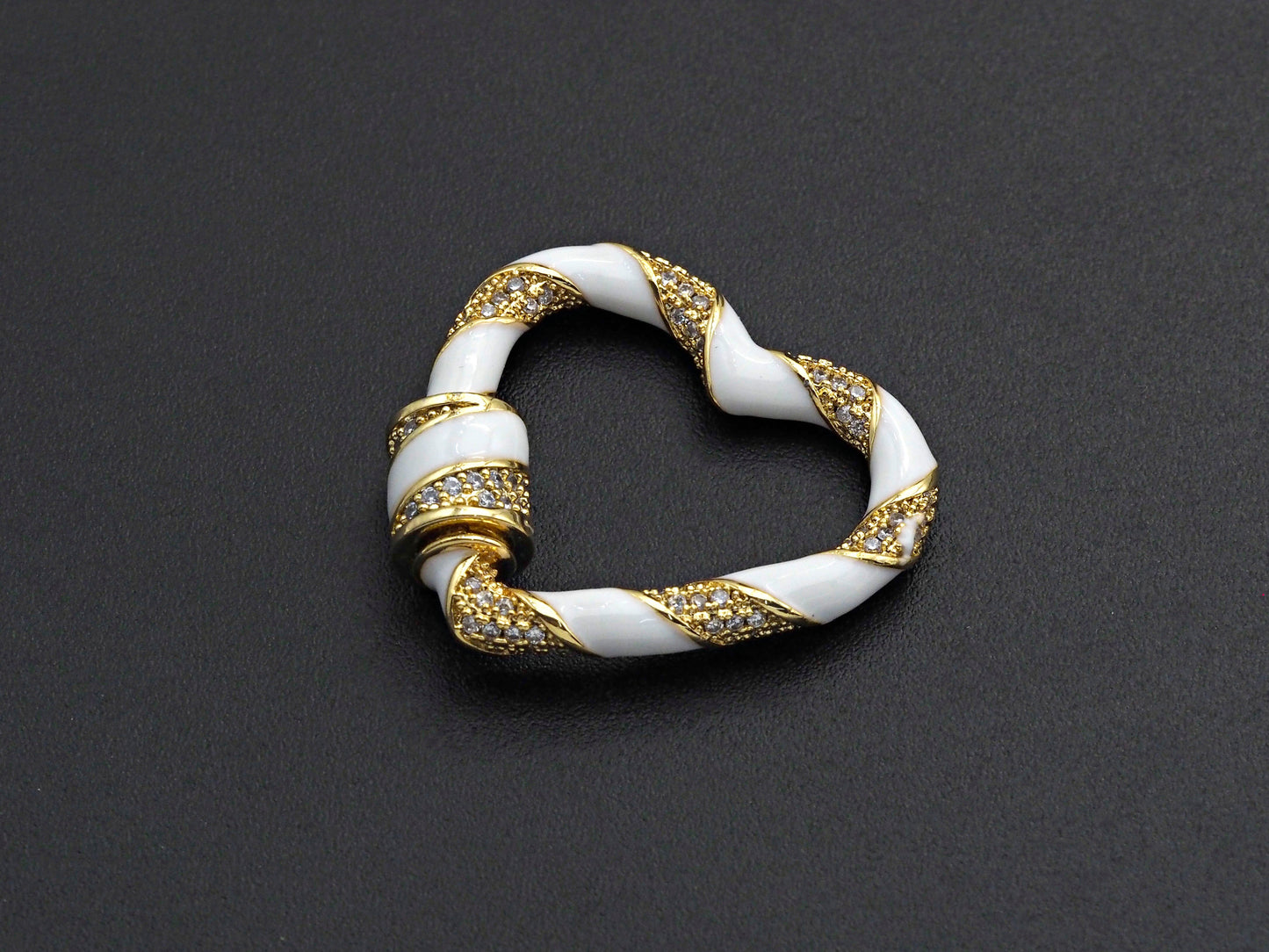 Colorful Enamel Pave Heart Shape Clasp, Gold Carabiner Heart Clasp, 29mm, sku#H214
