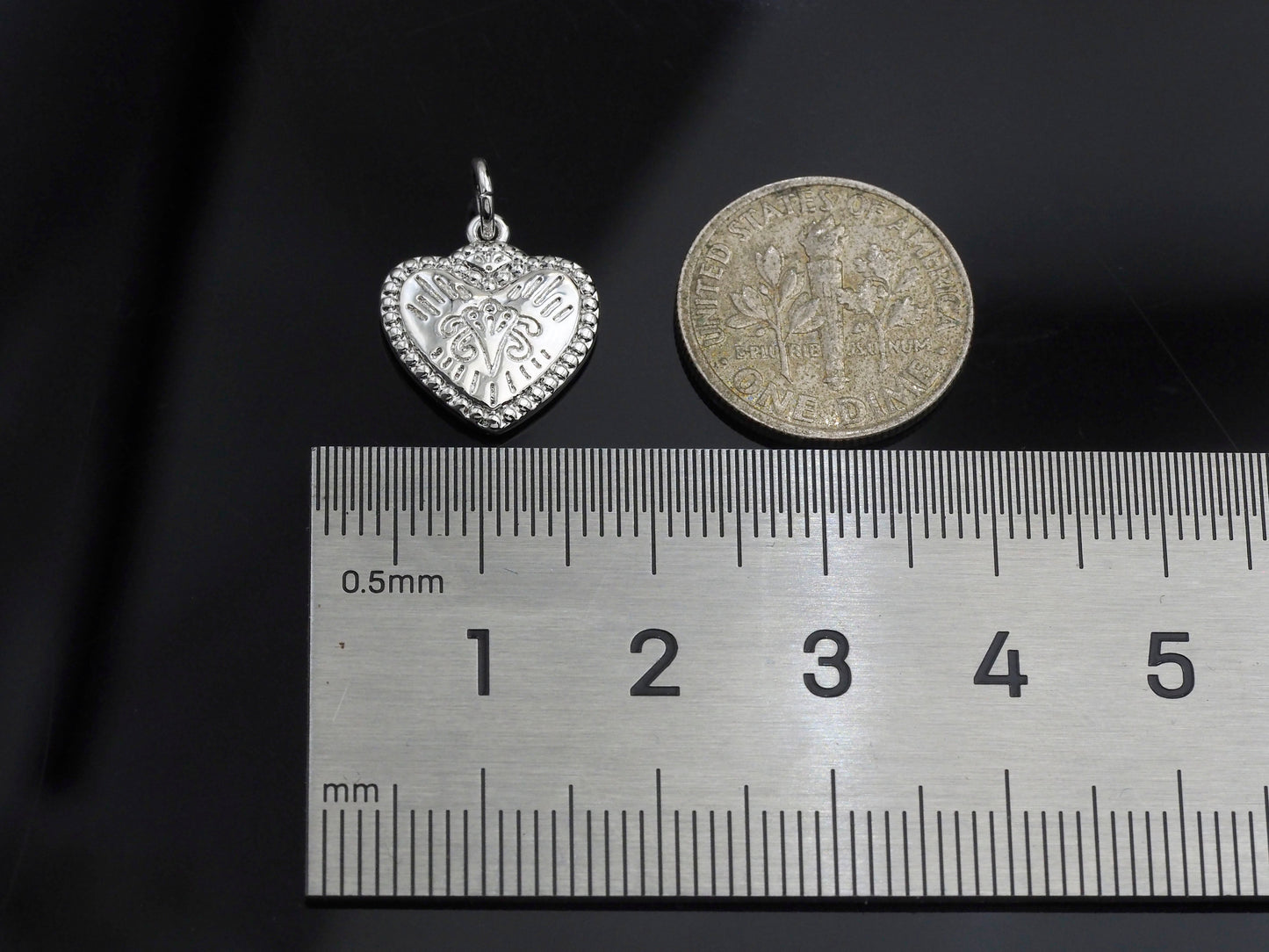 CZ Micro Pave Falling Heart Shape Pendant, Gold/Silver Plated Jewelry, Necklace Bracelet Charm Pendant, Heart Charm, 13x14mm,sku#F1215