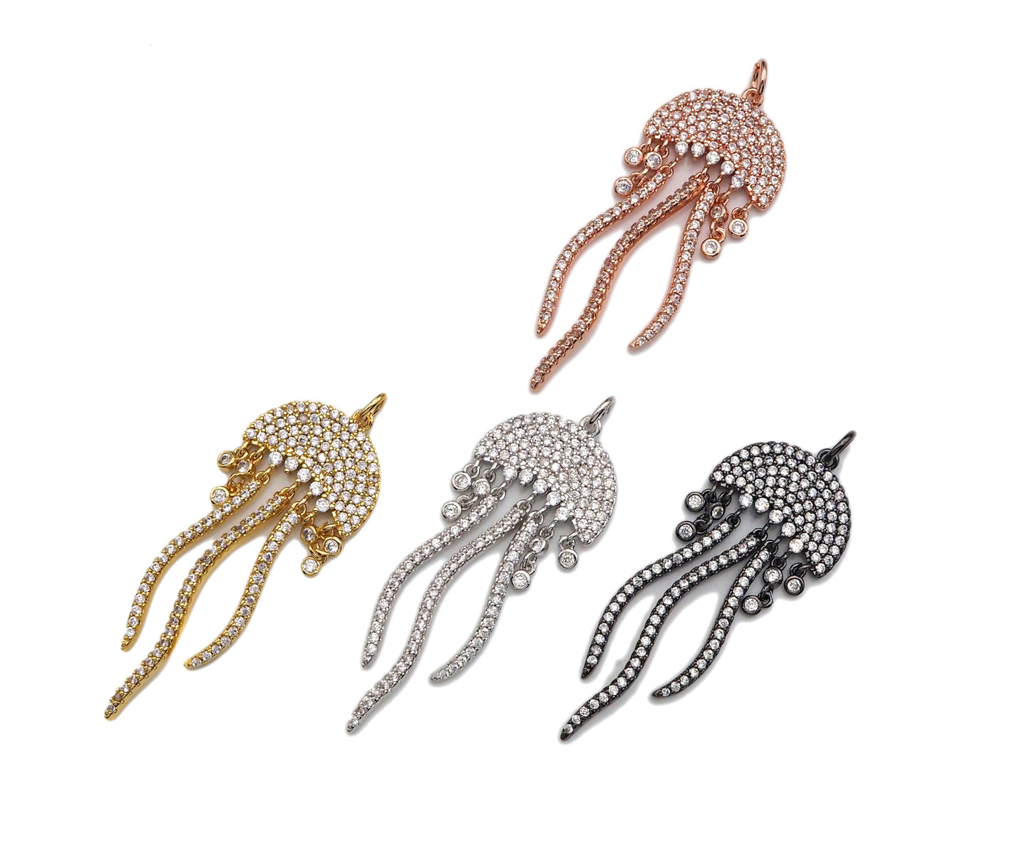 CZ Micro Pave Jellyfish Shape Pendant, SKU#F1233C