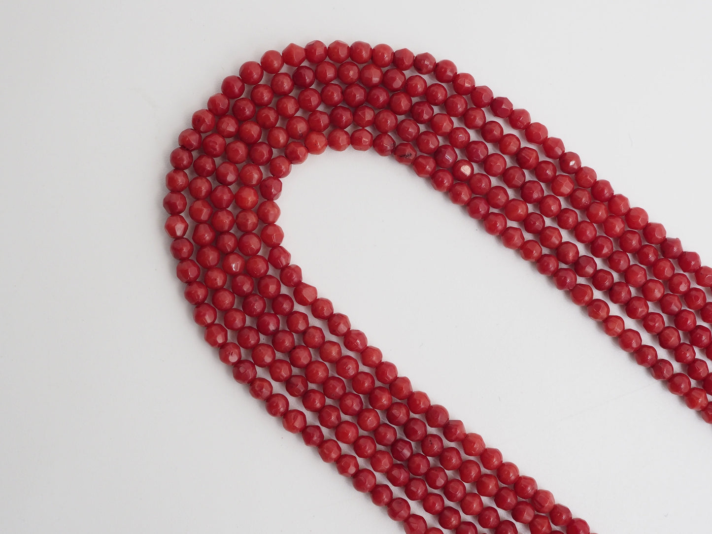 Red Coral Faceted Round Beads, Sku#U282