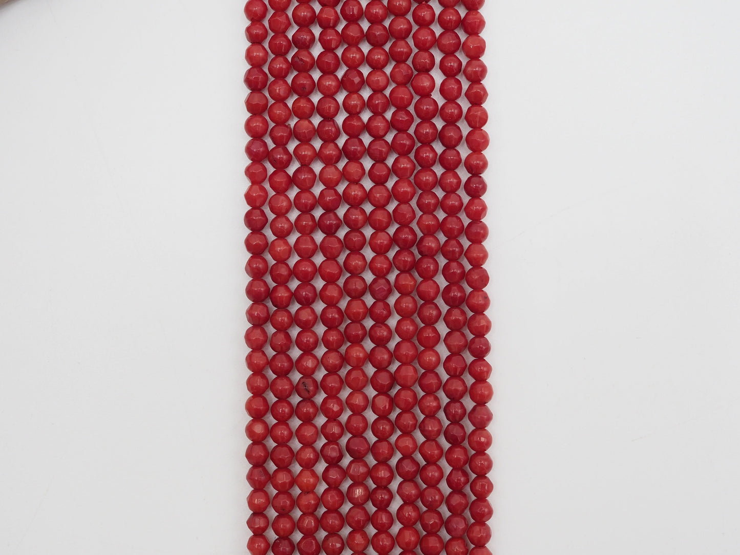 Red Coral Faceted Round Beads, Sku#U282