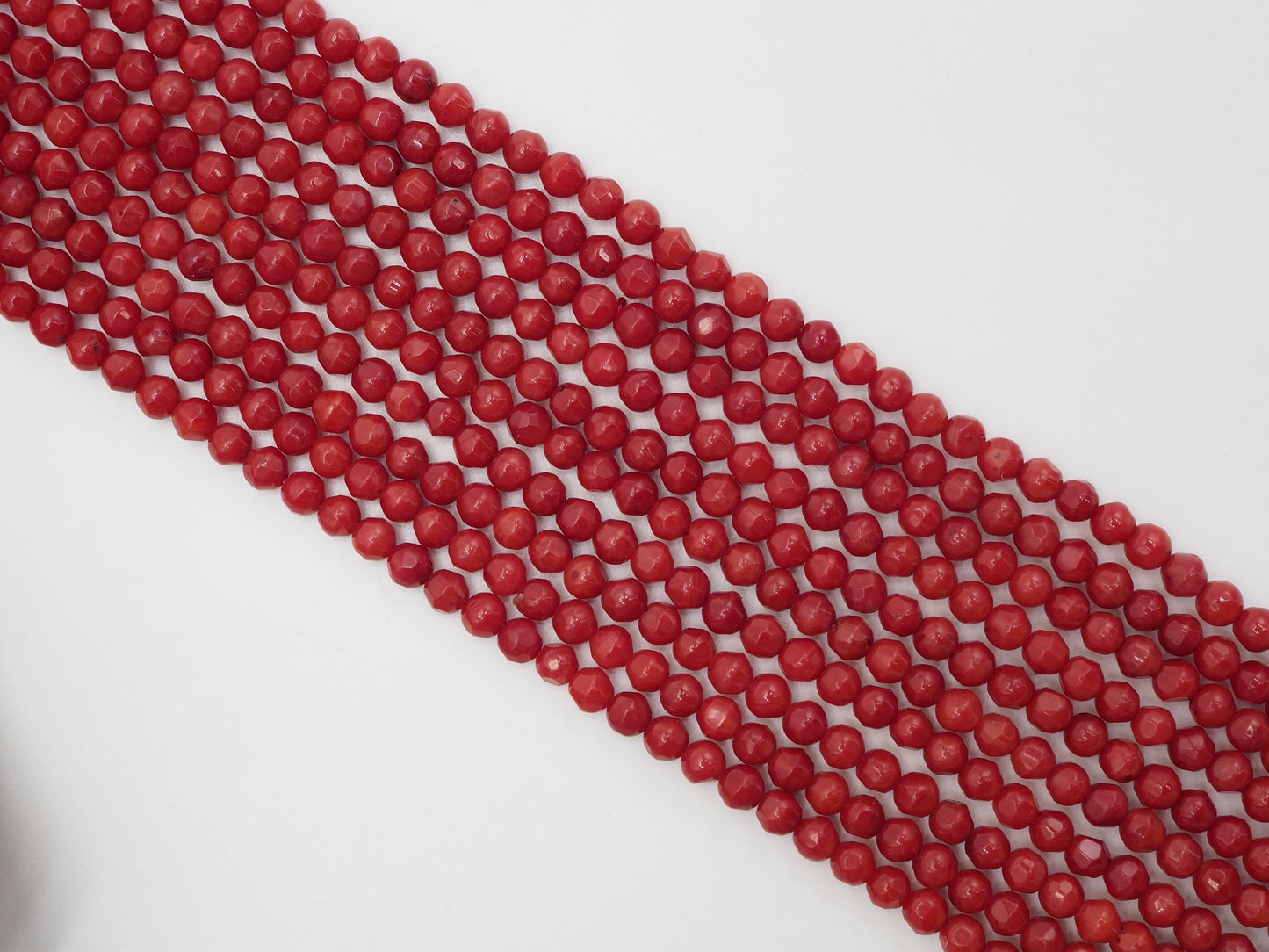 Red Coral Faceted Round Beads, Sku#U282