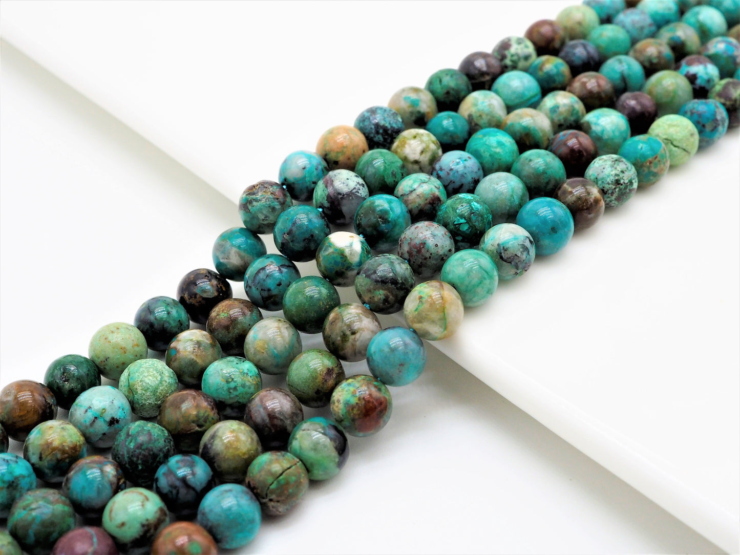 Quality Natural Chrysocolla beads, Round Smooth 6mm/8mm/10mm/12mm Natural Blue Brown Gemstone beads,15.5inch strand, SKU#U297