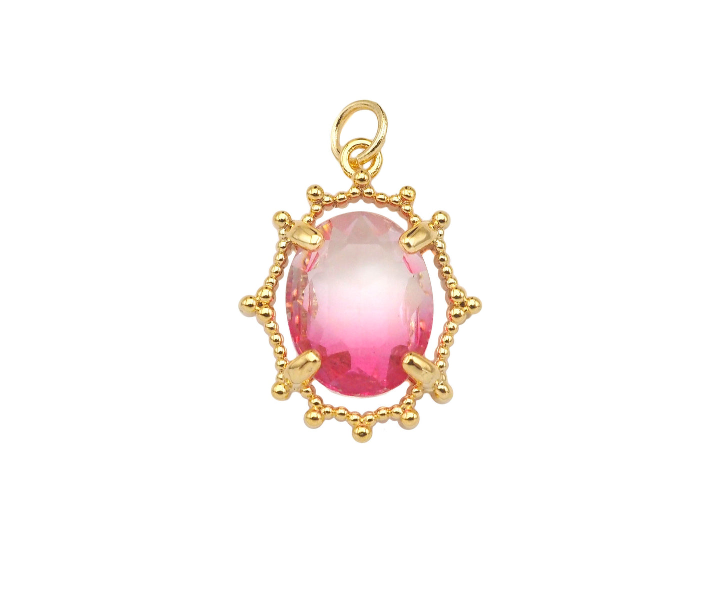 Gold Filled Colorful Quartz Oval Shape Pendant, 14K Gold Filled Quartz Charm, Necklace Bracelet Charm Pendant, 13x17mm, Sku#ZX12