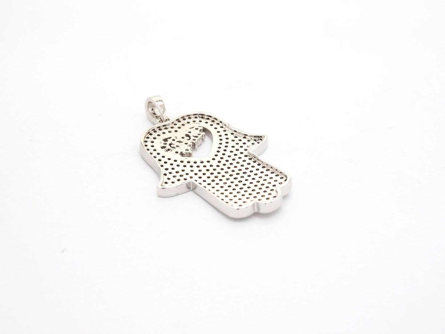 CZ Micro Pave Hamsa Hand with Heart Pendant, Cubic Zirconia Large Hamsa hand Pendant, Gold/Silver/Black/Rose Gold 27x35mm,SKU#F521