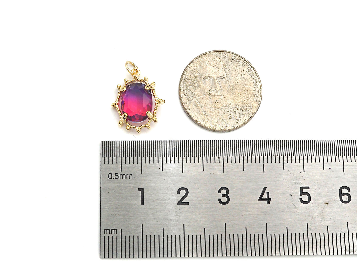 Gold Filled Colorful Quartz Oval Shape Pendant, 14K Gold Filled Quartz Charm, Necklace Bracelet Charm Pendant, 13x17mm, Sku#ZX12