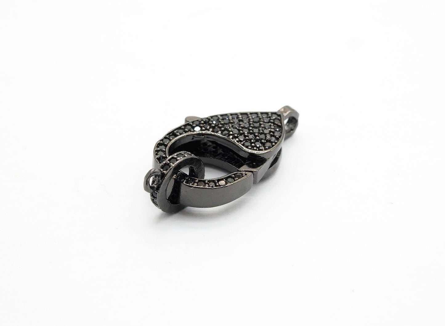 CZ Micro Pave Teardrop Lobster Claw Clasp, Cubic Zirconia Pave Lobster Clasp, Silver Black Rose Gold Plated,22x12mm, sku#H129