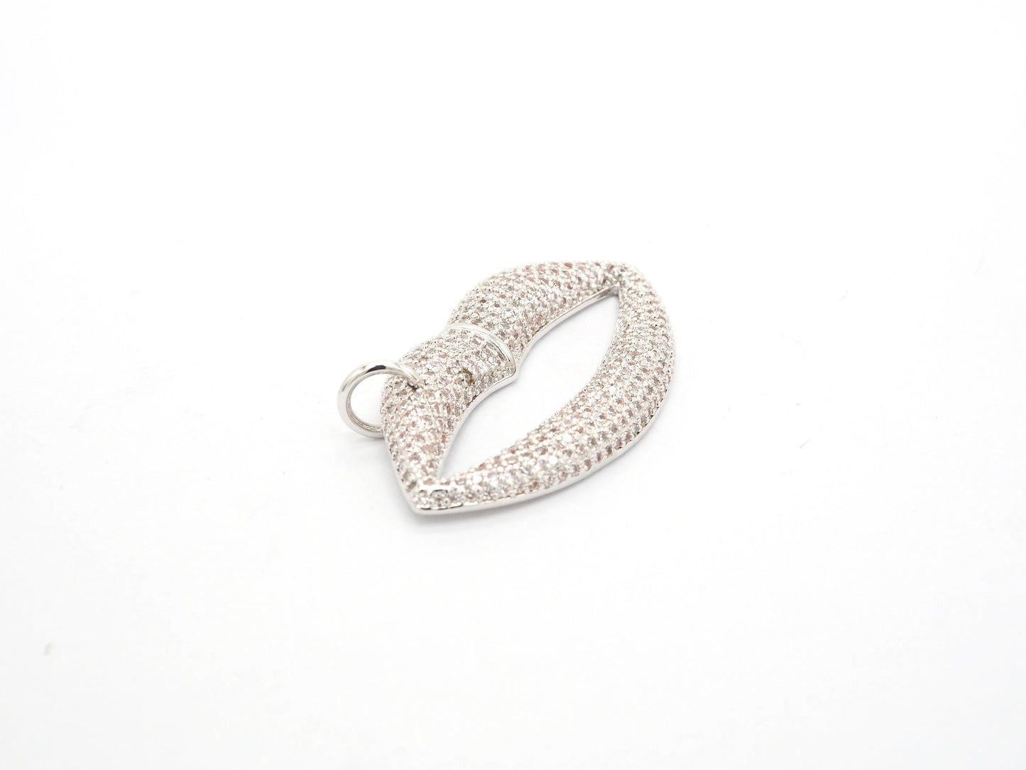 CZ Micro Pave Large Lip Pendant/Charm,Cubic Zirconia Paved Charm/Focal, Necklace Bracelet Charm Pendant, 36x20mm,sku#F522/F531