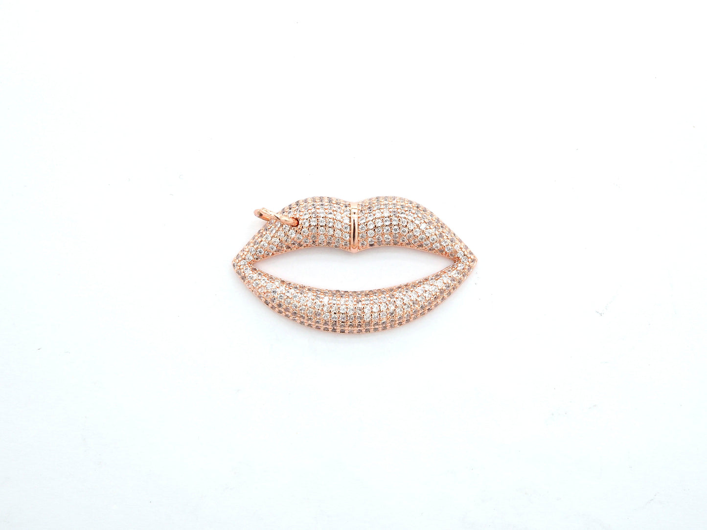CZ Micro Pave Large Lip Pendant/Charm,Cubic Zirconia Paved Charm/Focal, Necklace Bracelet Charm Pendant, 36x20mm,sku#F522/F531