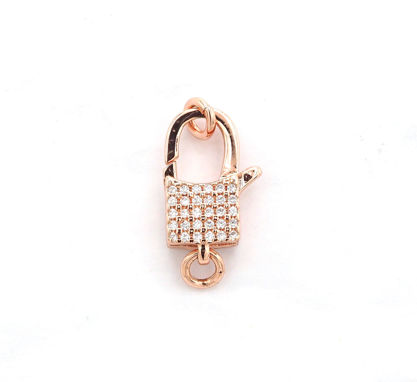 CZ Micro Pave Square Lock Lobster Claw Clasp, Cubic Zirconia Clasp/Link Connector, 18x8mm, sku#H126