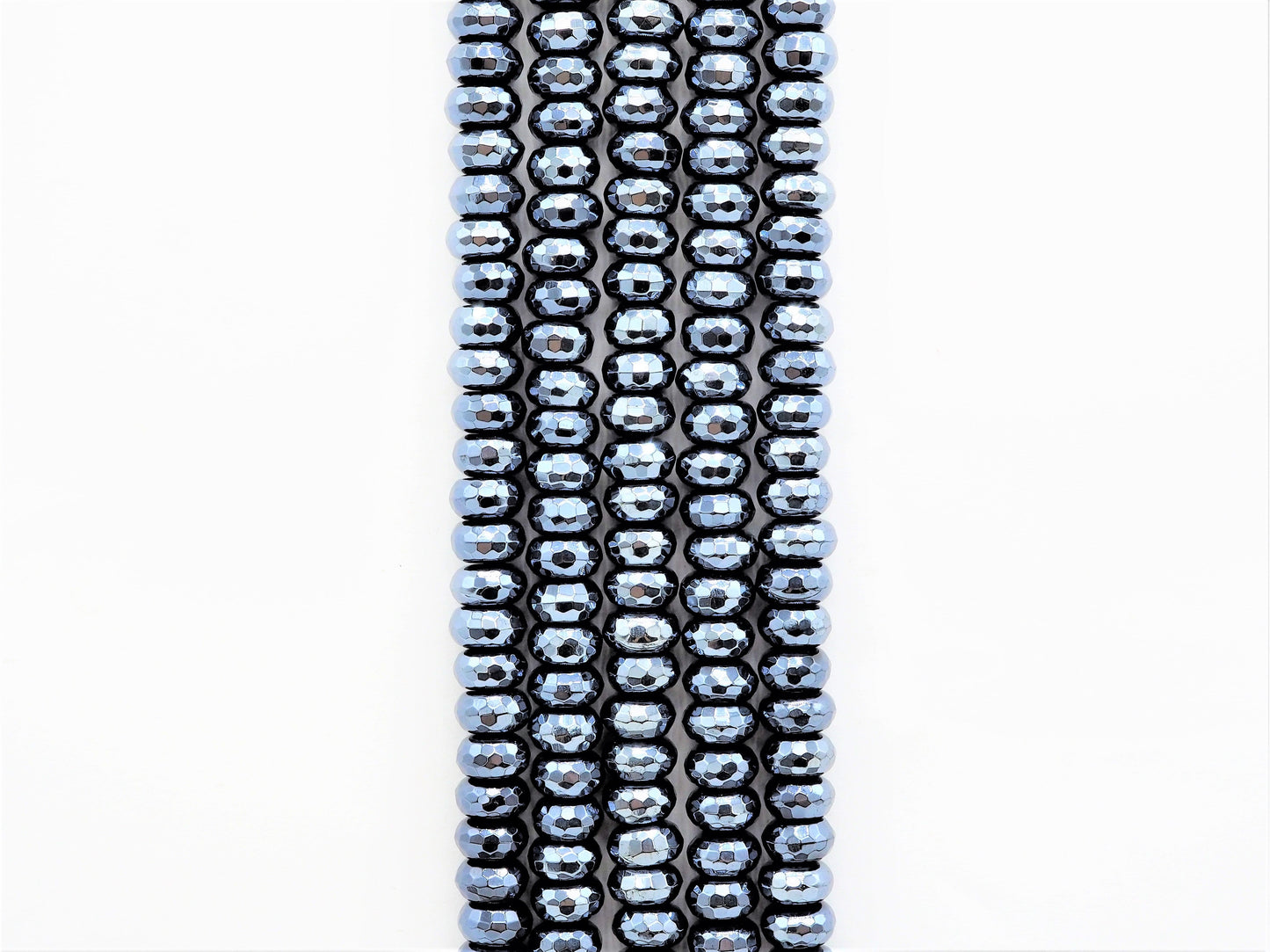 UNIQUE Silver Plated Faceted Black Onyx Rondelle Beads,2x4/4x6/5x8mm/6x10mm Metalic Rondelle Beads,15.5" Full Strand,SKU#S113