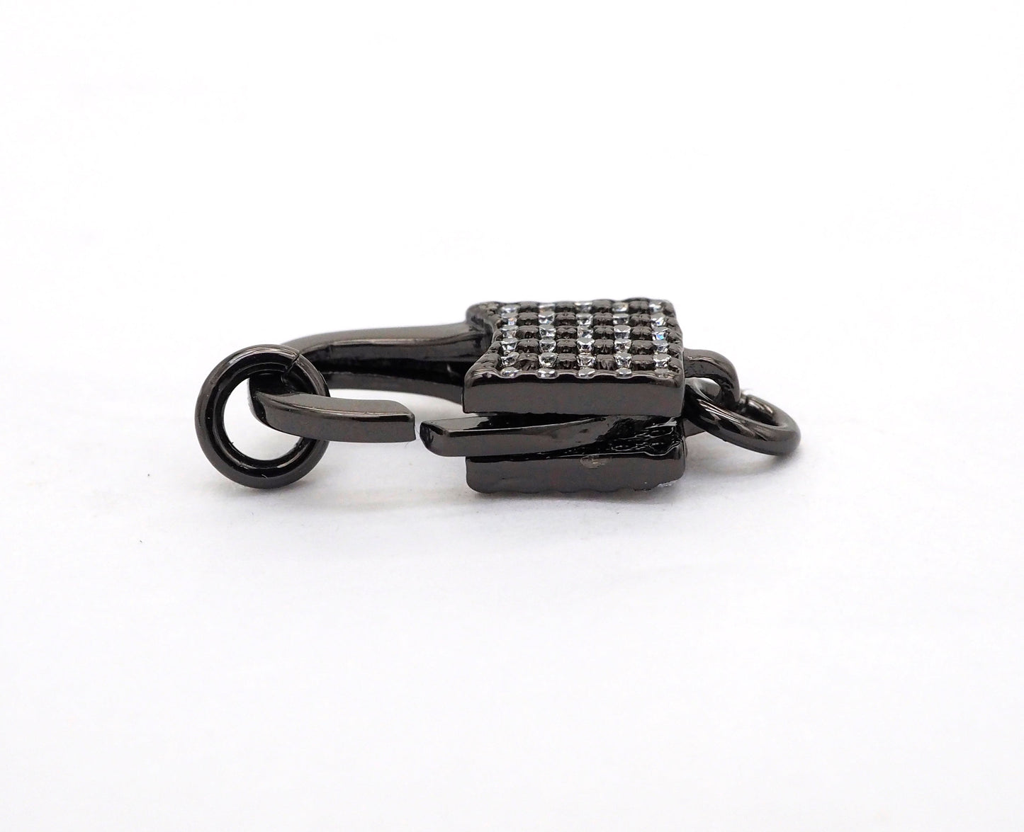 CZ Micro Pave Square Lock Lobster Claw Clasp, Cubic Zirconia Clasp/Link Connector, 18x8mm, sku#H126