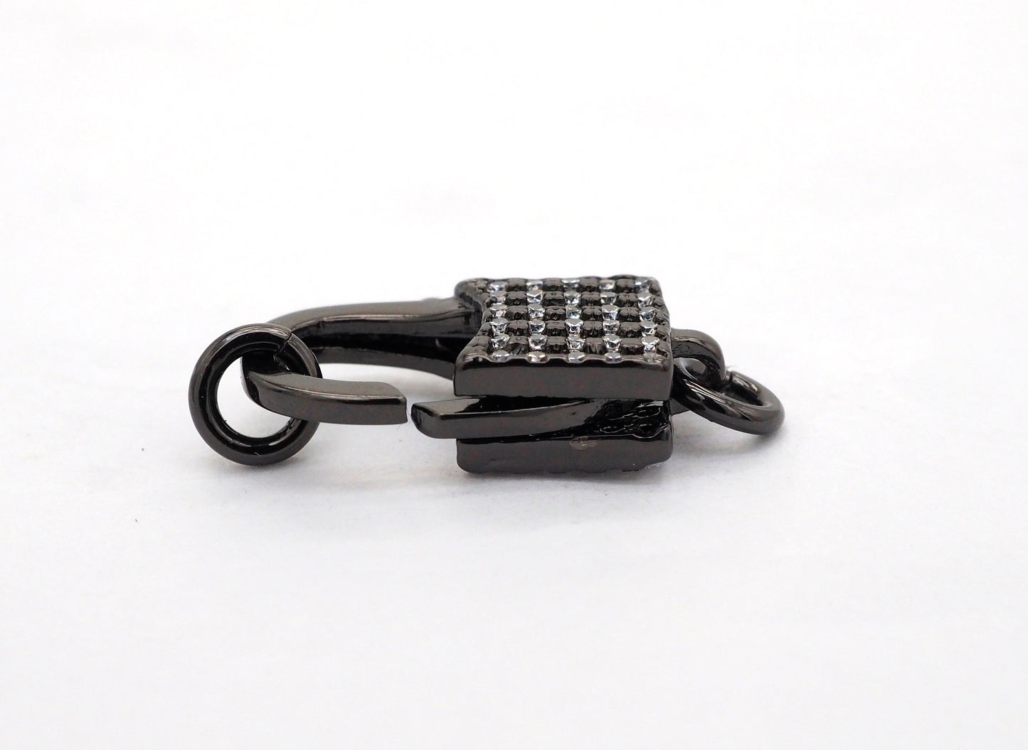 CZ Micro Pave Square Lock Lobster Claw Clasp, Cubic Zirconia Clasp/Link Connector, 18x8mm, sku#H126