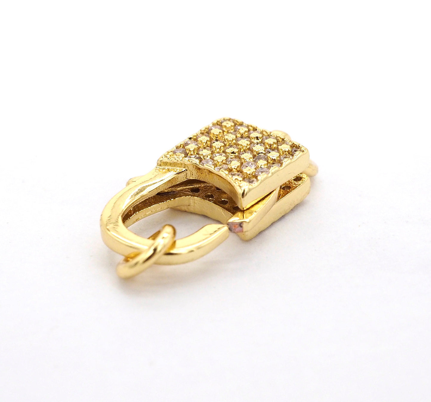 CZ Micro Pave Square Lock Lobster Claw Clasp, Cubic Zirconia Clasp/Link Connector, 18x8mm, sku#H126