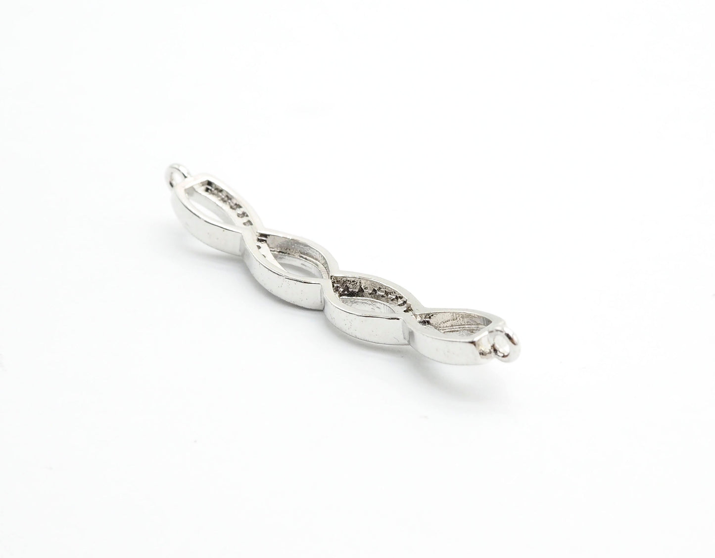 CZ Micro Pave Double Infinity Connector for Bracelet/Necklace,Silver/Gold/Rose Gold/Black Spacer Connector/Link Connector,6x41mm,sku#E405C