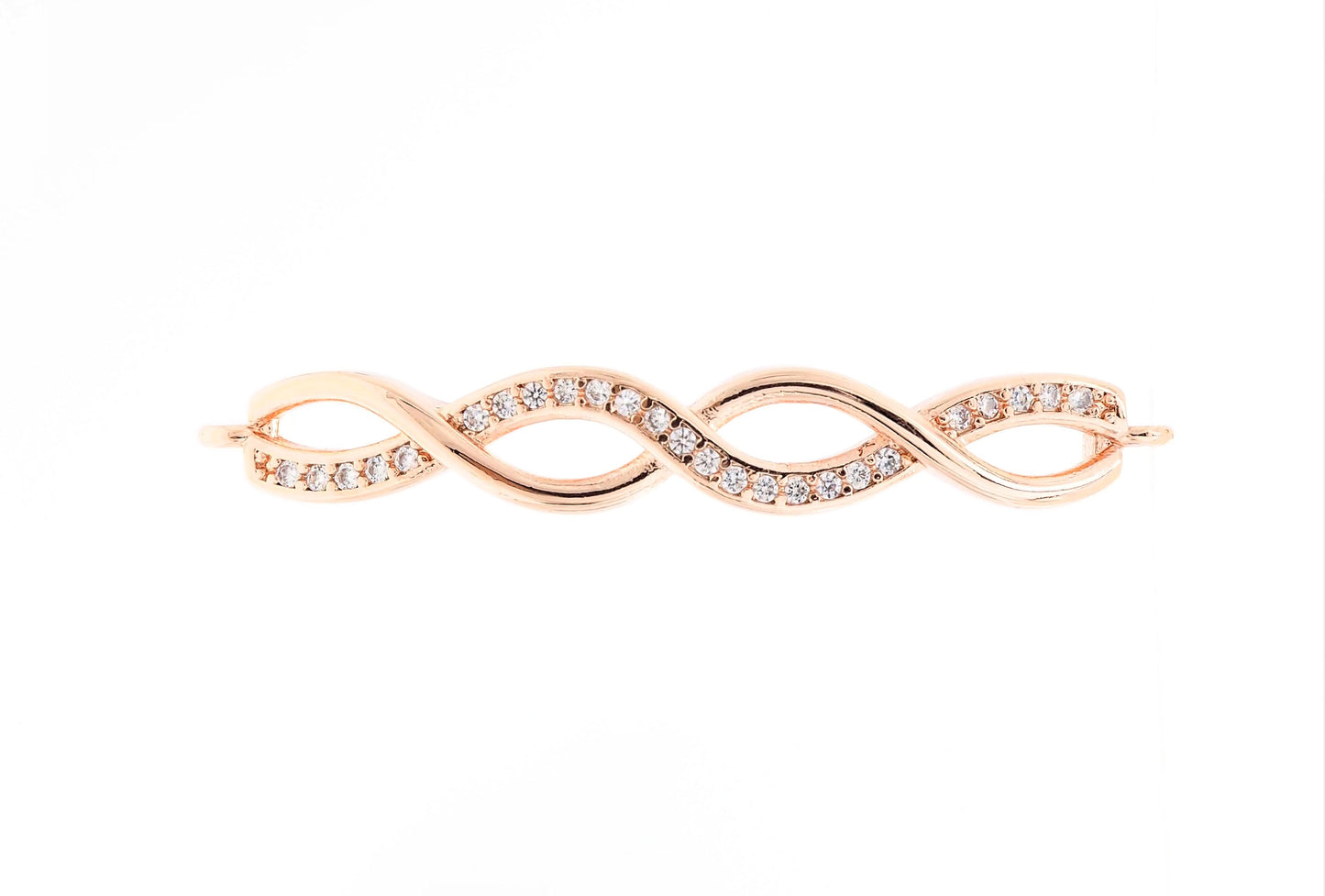 CZ Micro Pave Double Infinity Connector for Bracelet/Necklace,Silver/Gold/Rose Gold/Black Spacer Connector/Link Connector,6x41mm,sku#E405C