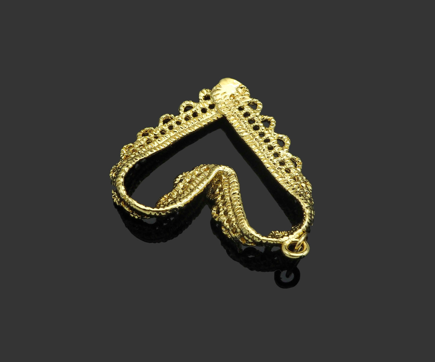 Gold Filled Lace Heart Shape Pendant, 14K Gold Filled Heart Charm, Necklace Bracelet Charm Pendant, 29x33mm, Sku#ZX20