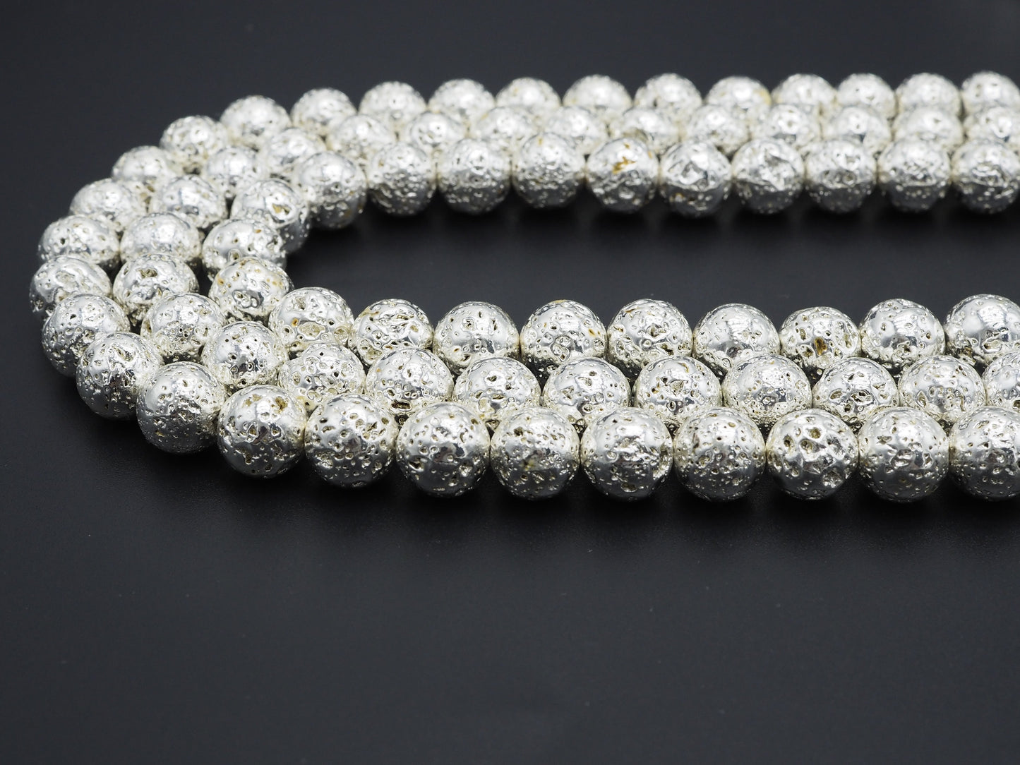 NEW!!! Silver Plated Lava Round Beads, 4mm/6mm/8mm/10mm/12mm silver Gemstone Beads,15.5" Full Strand, Wholesale Gemstone Beads,SKU#S109