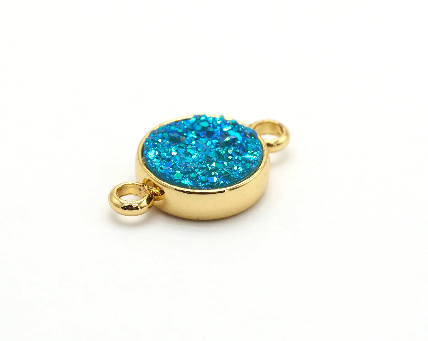 Gold/Silver Mystic Drusy Round Connector, sku#V24C