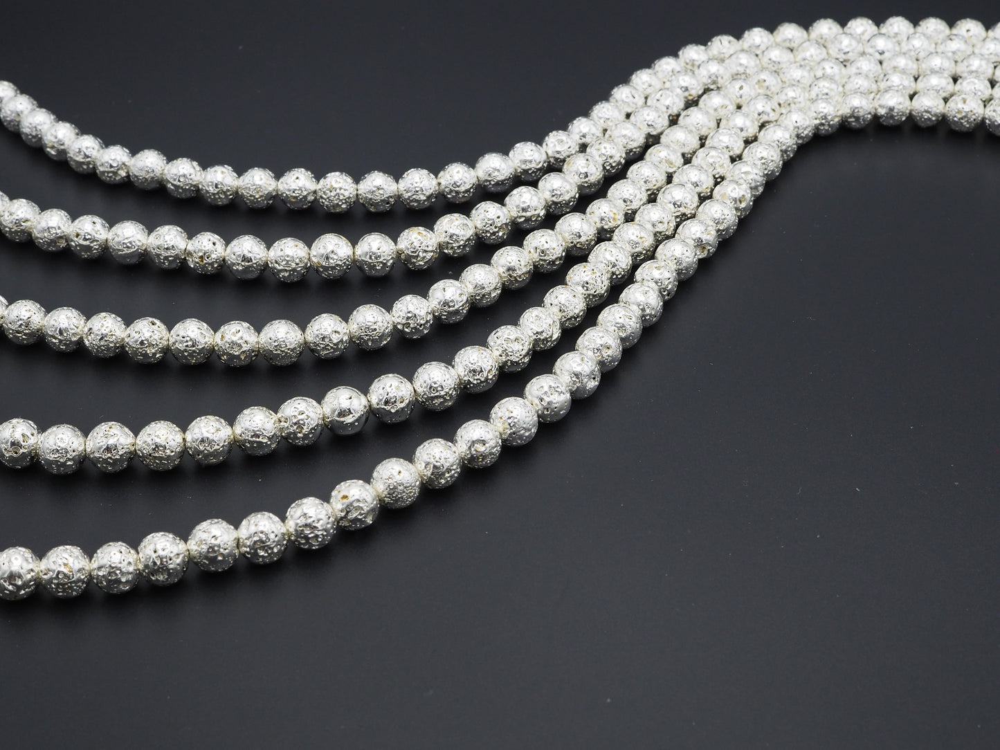 NEW!!! Silver Plated Lava Round Beads, 4mm/6mm/8mm/10mm/12mm silver Gemstone Beads,15.5" Full Strand, Wholesale Gemstone Beads,SKU#S109