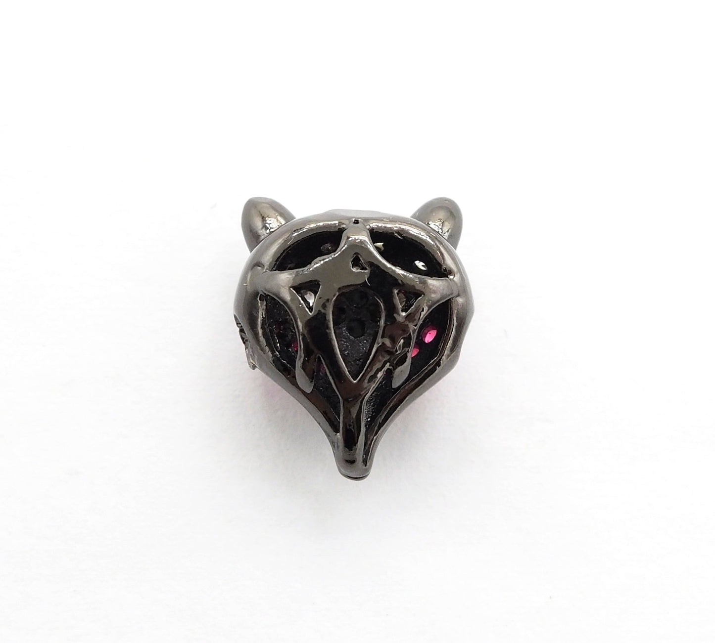 CZ Micro Pave Fuchsia Eye Fox Head Beads, Animal Beads, Cubic Zirconia Spacer Beads,11x13x7mm, sku#C88