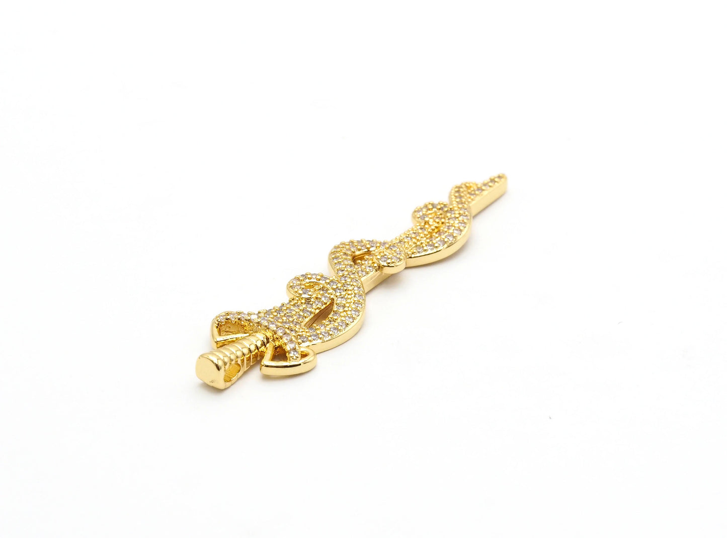 CZ Micro Pave Animal Inspired Sword Pendant, Cubic Zirconia Sword Large Pendant/Charm 13x50mm,sku#F551