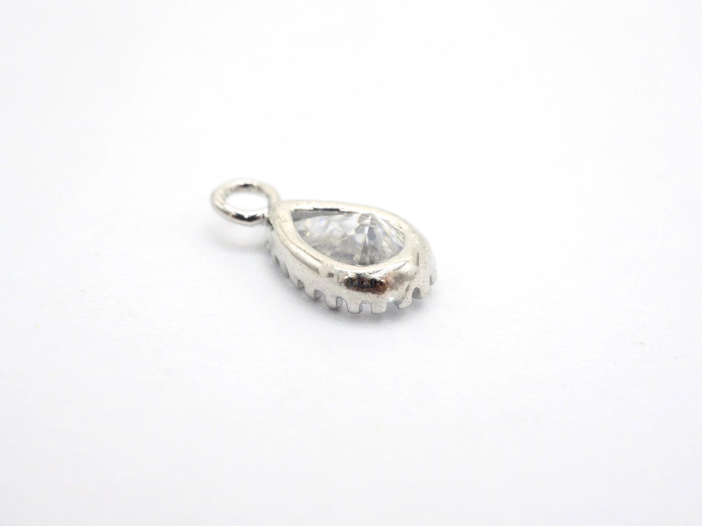 Teardrop Shape Pendant with Big Clear CZ, Cubic Zirconia Pendant Charm,Gold/Silver, Bridal Jewelry Findings, 6x11mm/12x17mm, sku#B87
