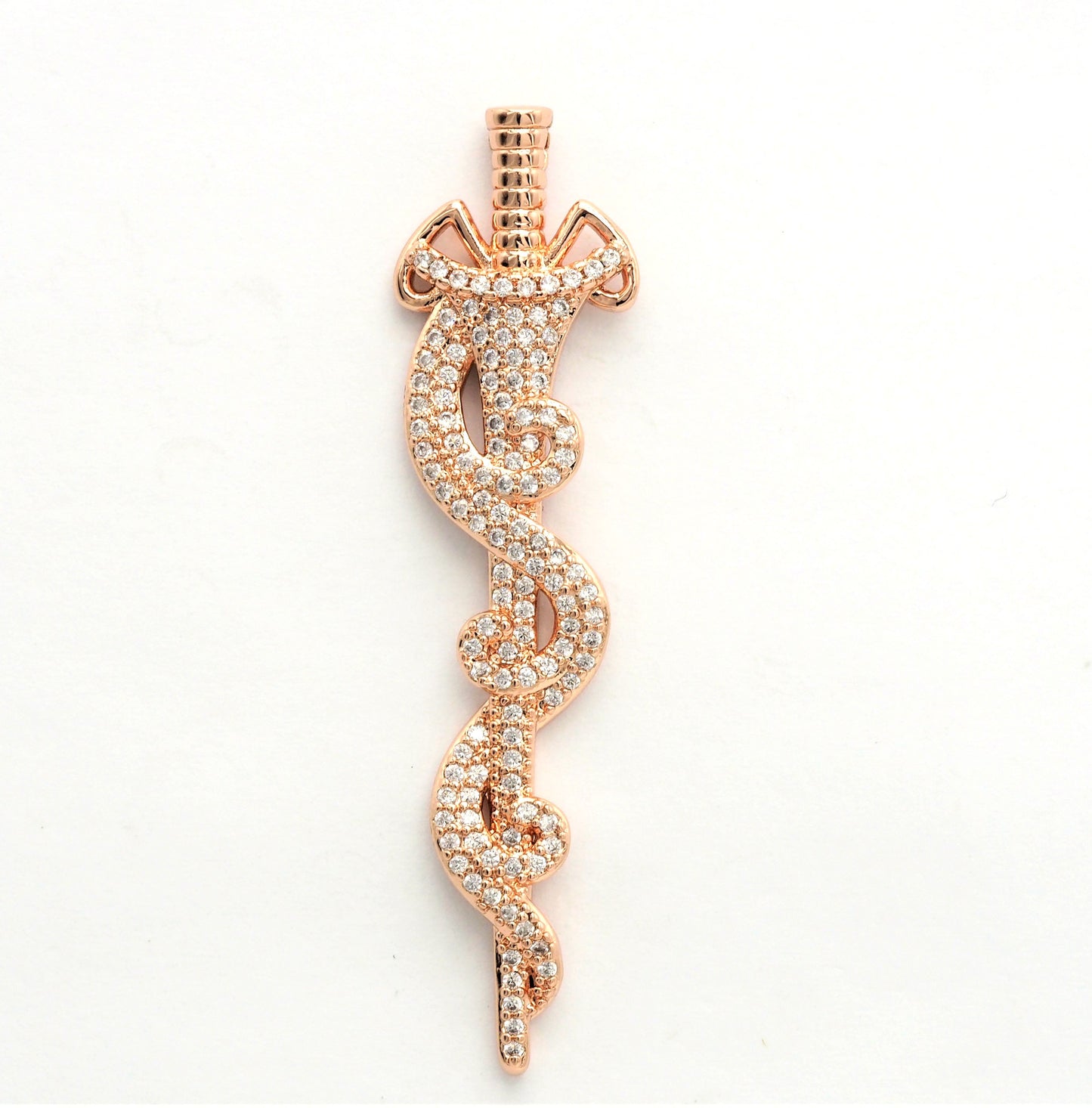 CZ Micro Pave Animal Inspired Sword Pendant, Cubic Zirconia Sword Large Pendant/Charm 13x50mm,sku#F551
