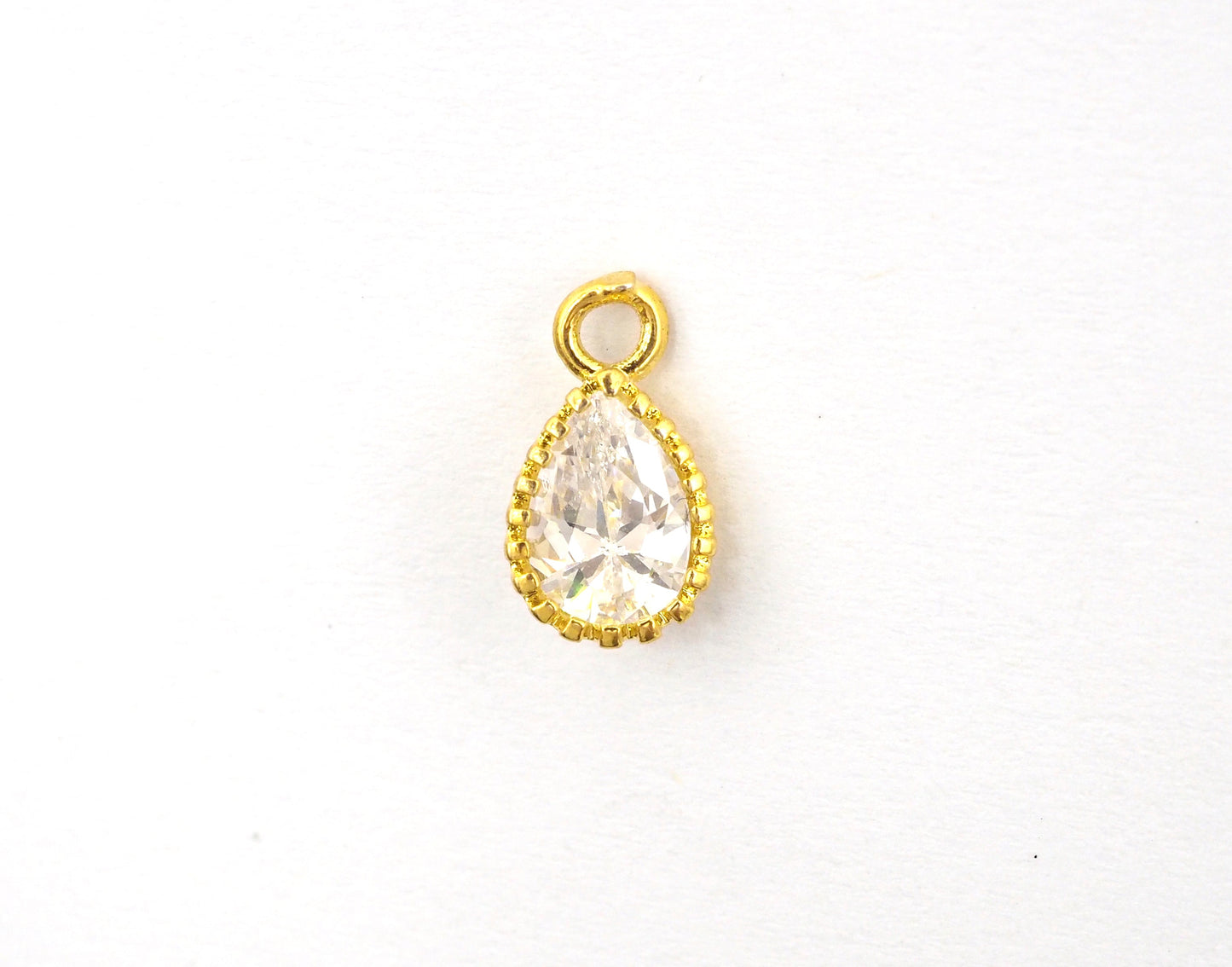 Teardrop Shape Pendant with Big Clear CZ, Cubic Zirconia Pendant Charm,Gold/Silver, Bridal Jewelry Findings, 6x11mm/12x17mm, sku#B87