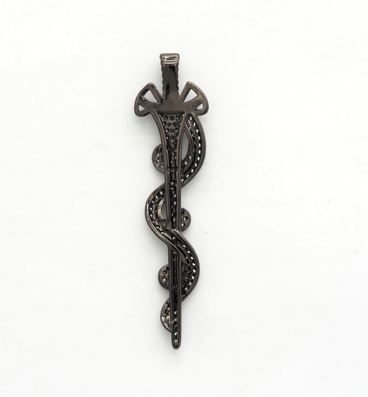 CZ Micro Pave Animal Inspired Sword Pendant, Cubic Zirconia Sword Large Pendant/Charm 13x50mm,sku#F551