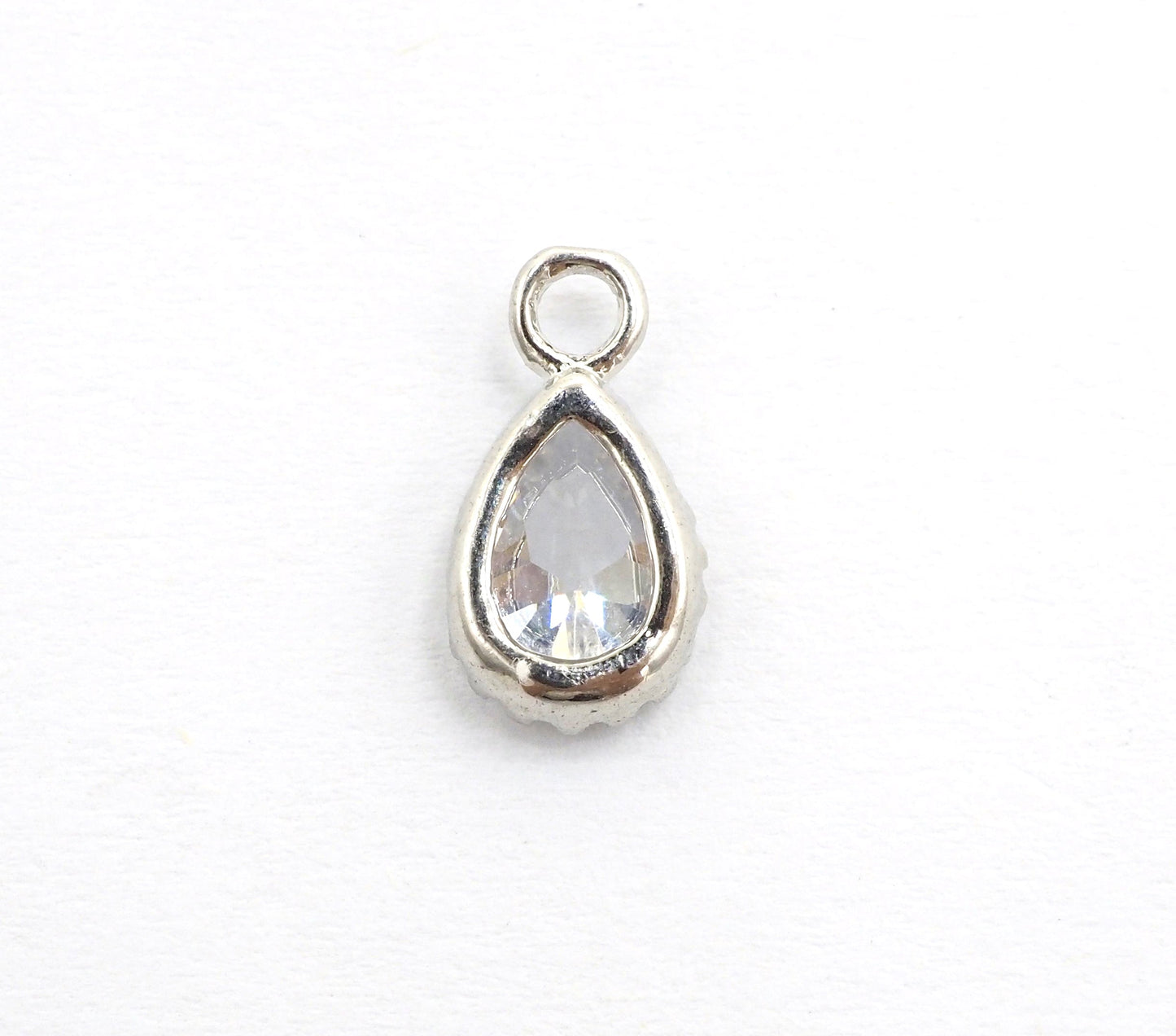 Teardrop Shape Pendant with Big Clear CZ, Cubic Zirconia Pendant Charm,Gold/Silver, Bridal Jewelry Findings, 6x11mm/12x17mm, sku#B87