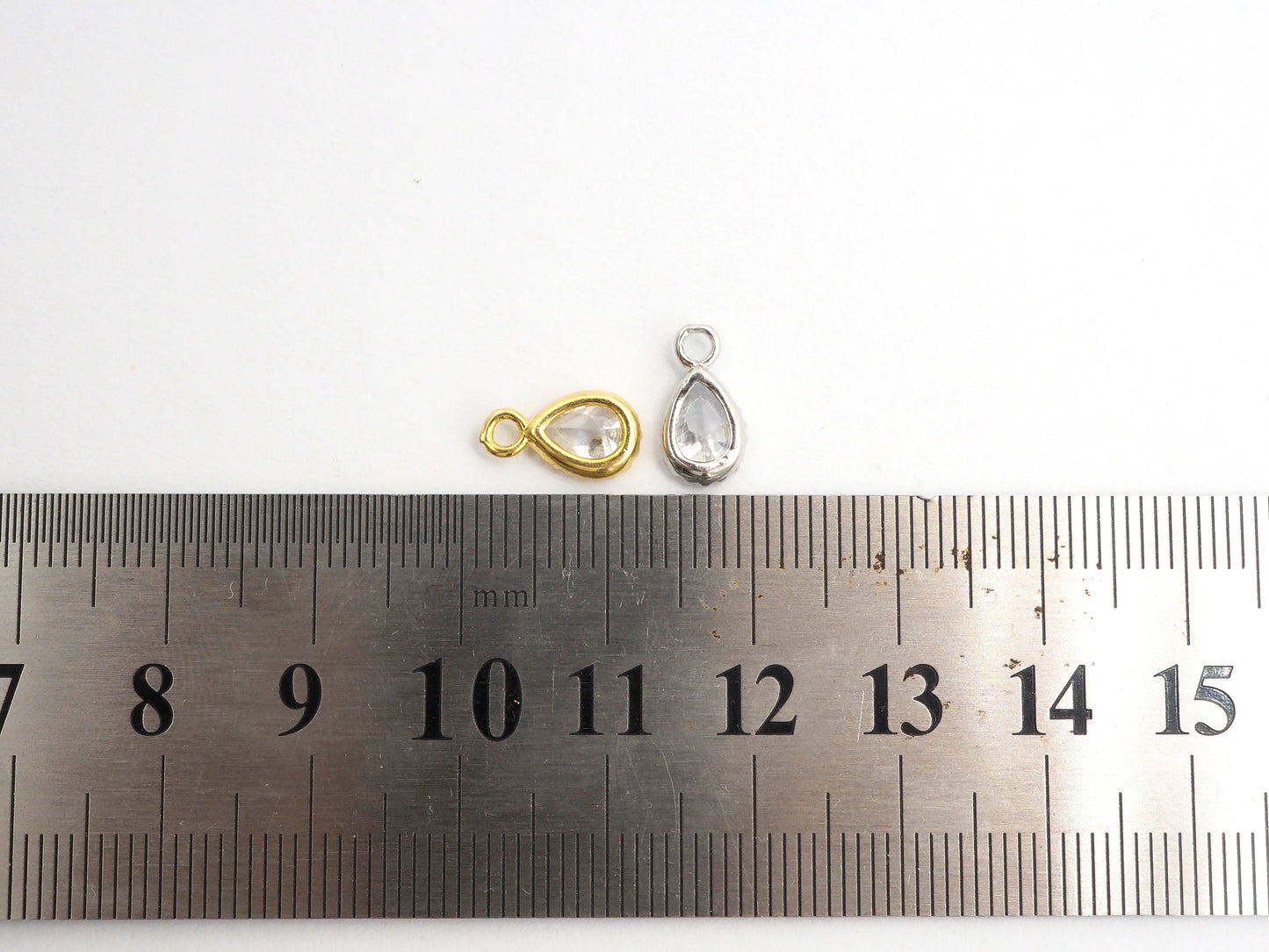 Teardrop Shape Pendant with Big Clear CZ, Cubic Zirconia Pendant Charm,Gold/Silver, Bridal Jewelry Findings, 6x11mm/12x17mm, sku#B87