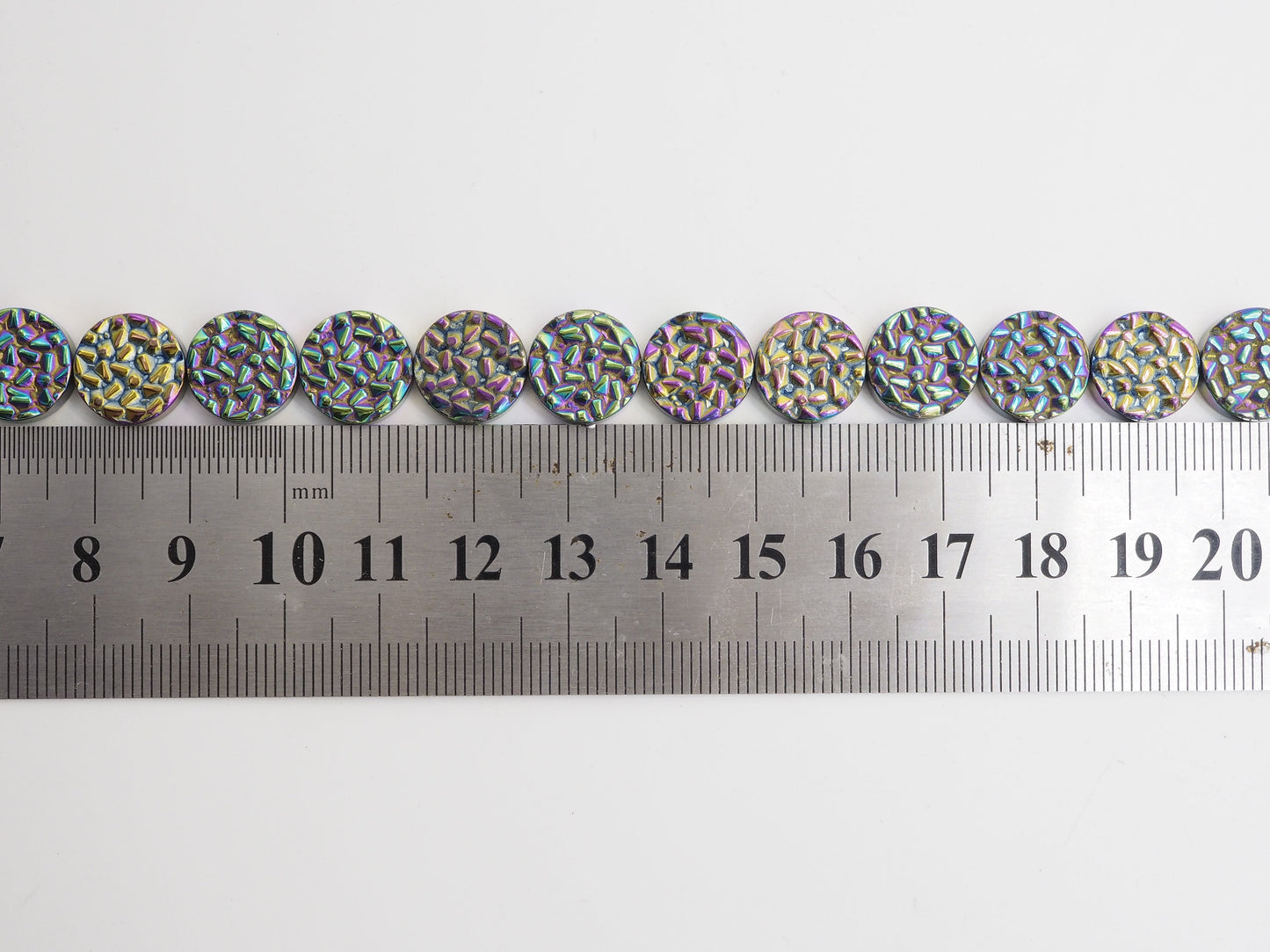 Natural Rainbow Color Druzy Style Hematite Beads,Round Flat Coin Gemstone Beads, 8mm/10mm/12mm, 16inch full strand,Rainbow Beads,SKU#S102