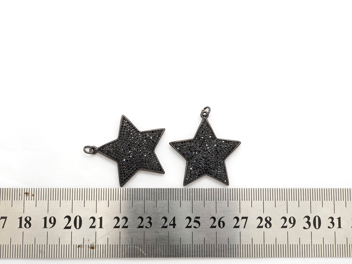 Black CZ Pave On Black Micro Pave Five Point Star Pendant/Charm,Cubic Zirconia Pendant,Fashion Jewelry Findings, 31x32mm, sku#F538