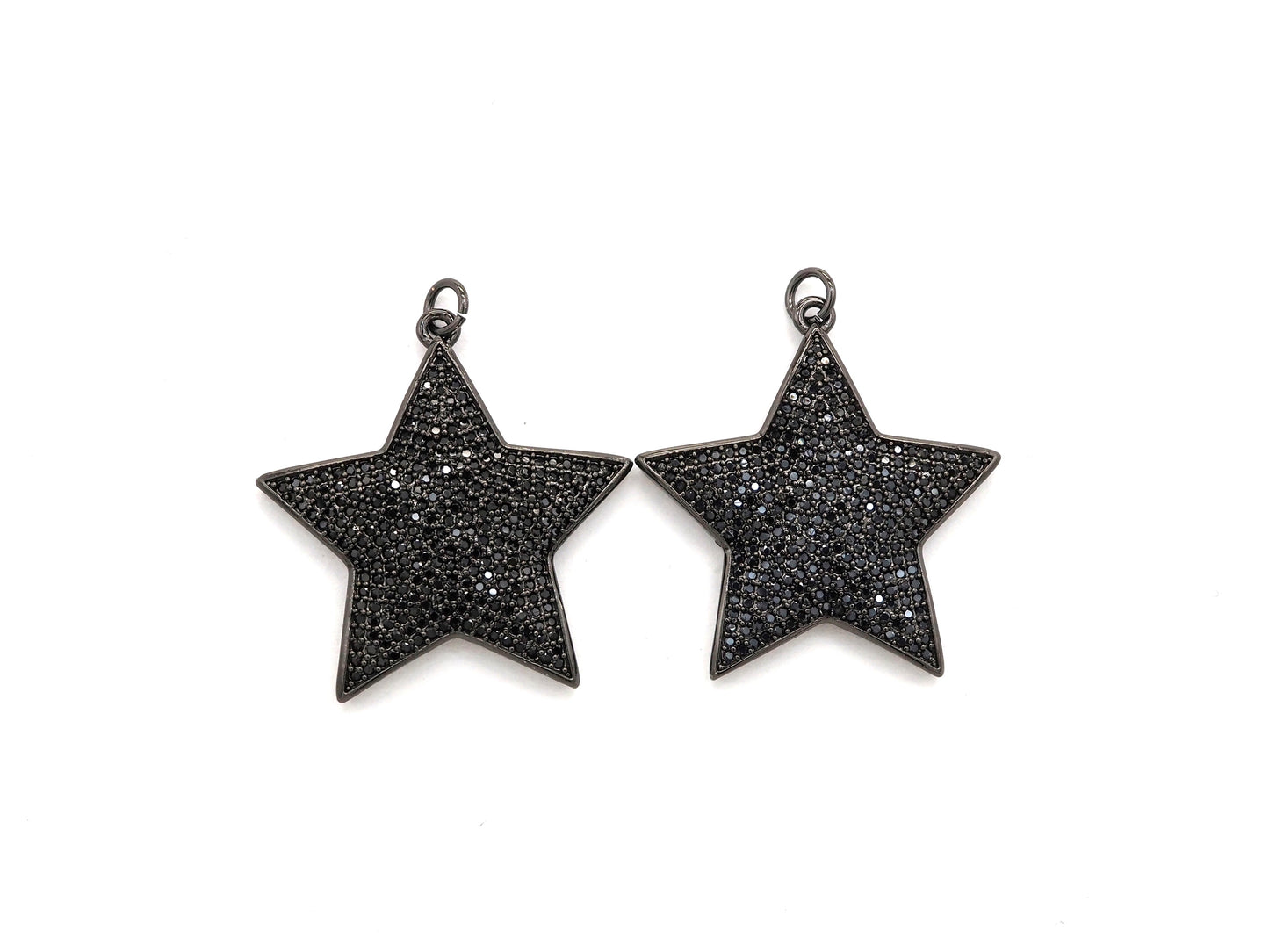 Black CZ Pave On Black Micro Pave Five Point Star Pendant/Charm,Cubic Zirconia Pendant,Fashion Jewelry Findings, 31x32mm, sku#F538
