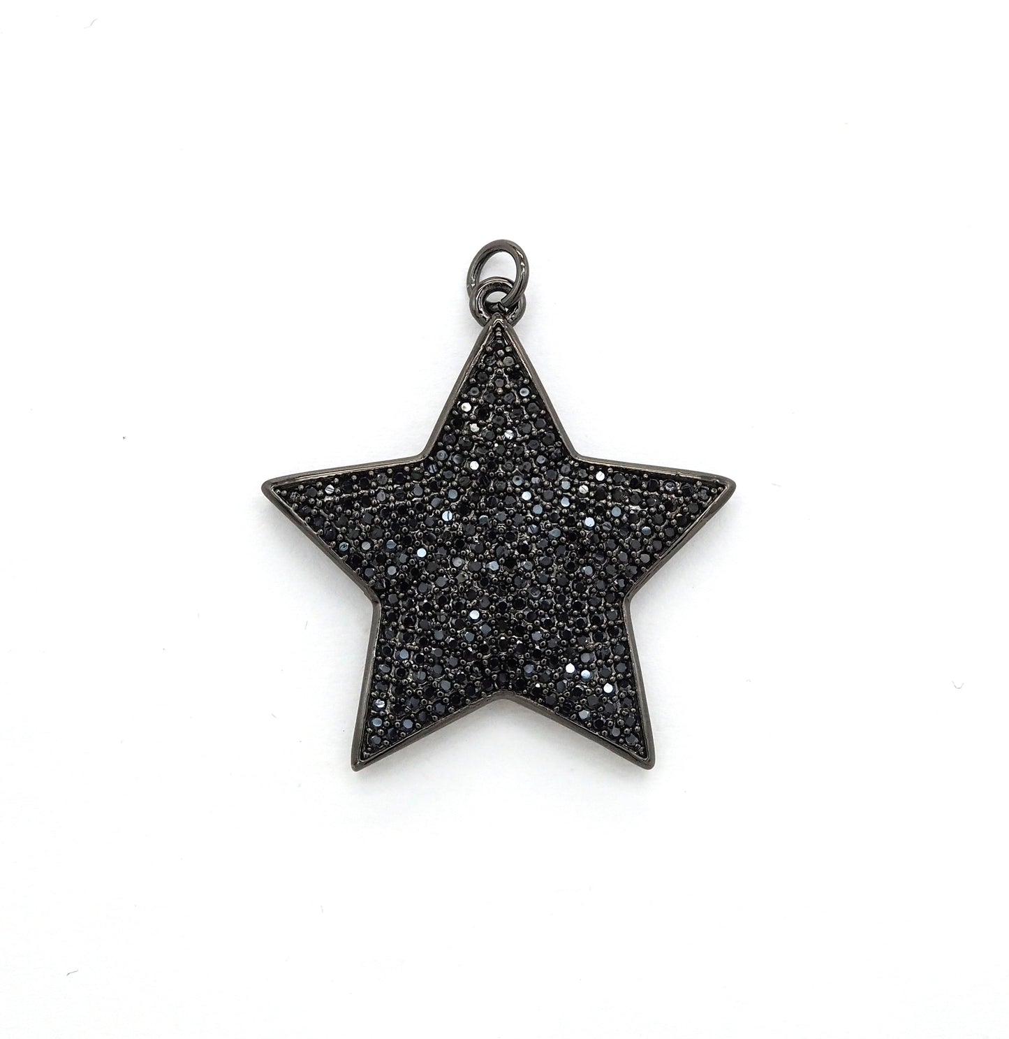 Black CZ Pave On Black Micro Pave Five Point Star Pendant/Charm,Cubic Zirconia Pendant,Fashion Jewelry Findings, 31x32mm, sku#F538
