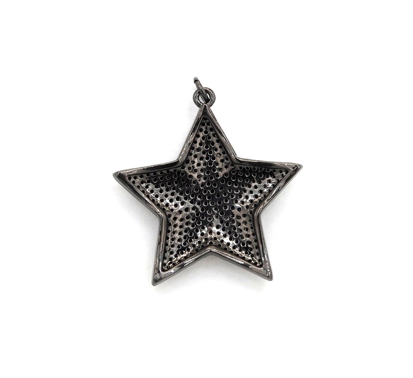 Black CZ Pave On Black Micro Pave Five Point Star Pendant/Charm,Cubic Zirconia Pendant,Fashion Jewelry Findings, 31x32mm, sku#F538